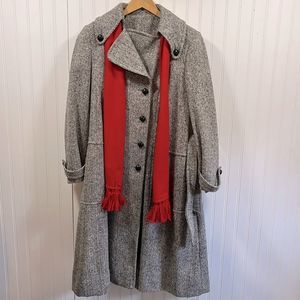 Vintage Montello wool trench coat with scarf